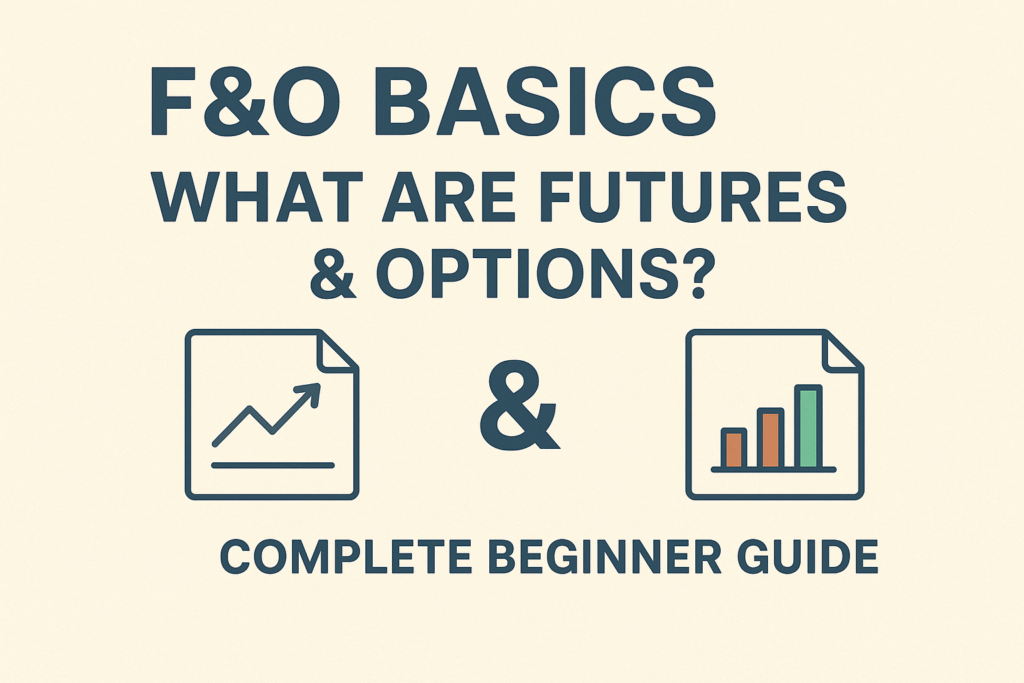 Flowchart showing F&O Contract from Stock to Derivative branching into Futures and Options
