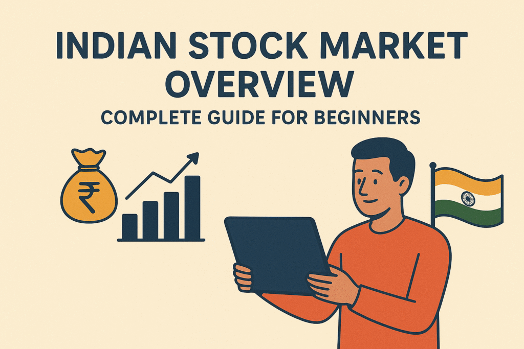 "A person studying stock charts on a laptop with a focused expression, representing a beginner learning the Indian Stock Market."