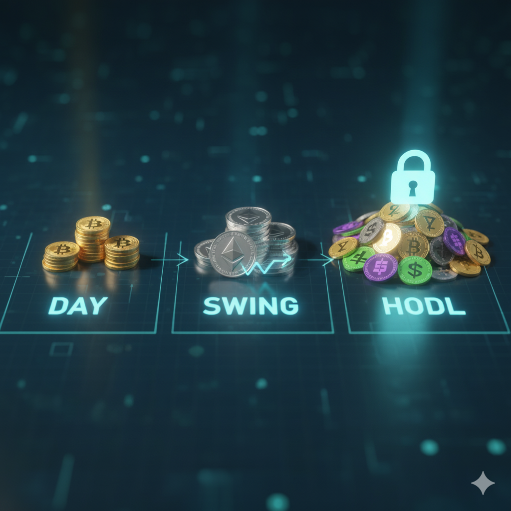 “Day Trading vs Swing Trading vs HODL in Crypto”